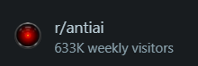 r/antiai — 633K weekly visitors