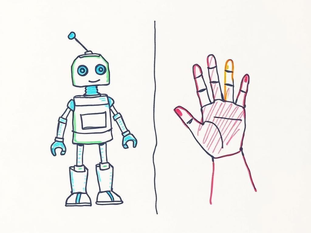 robot vs human hand drawing